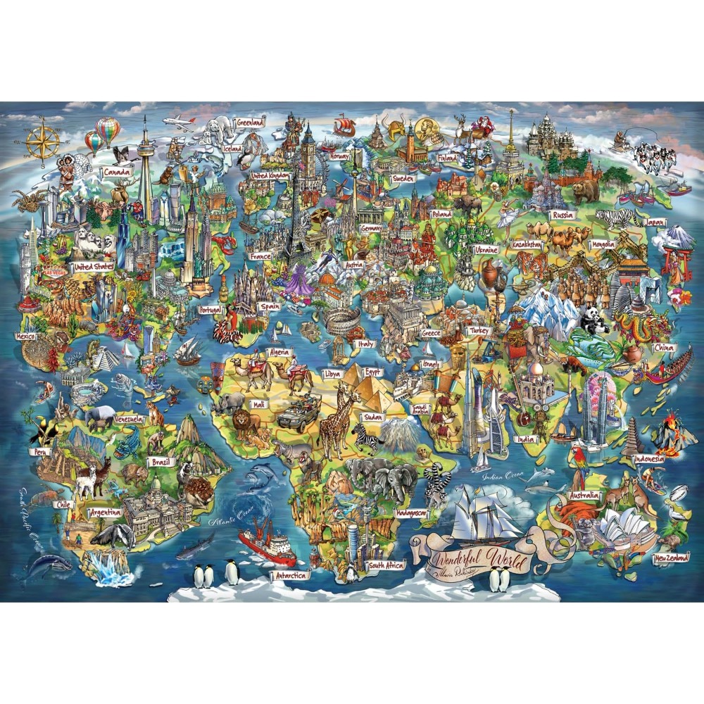 500/1000/1200/2000Pcs Jigsaw P - Puzzle Map World 评论和价格