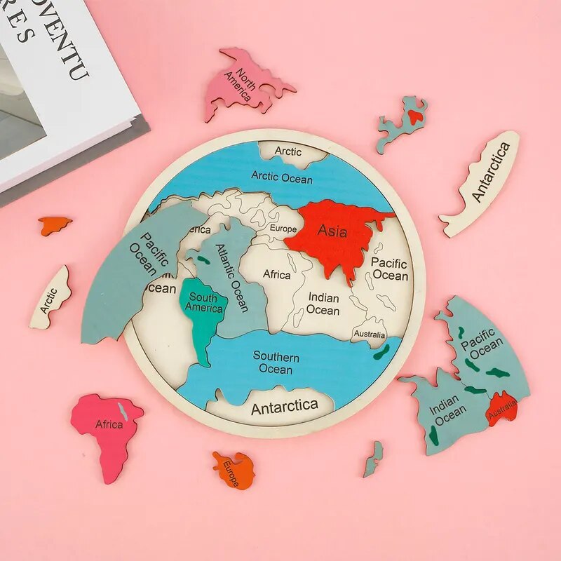 Wooden Colored World Map Puzzl - Puzzle Map World 评论和价格