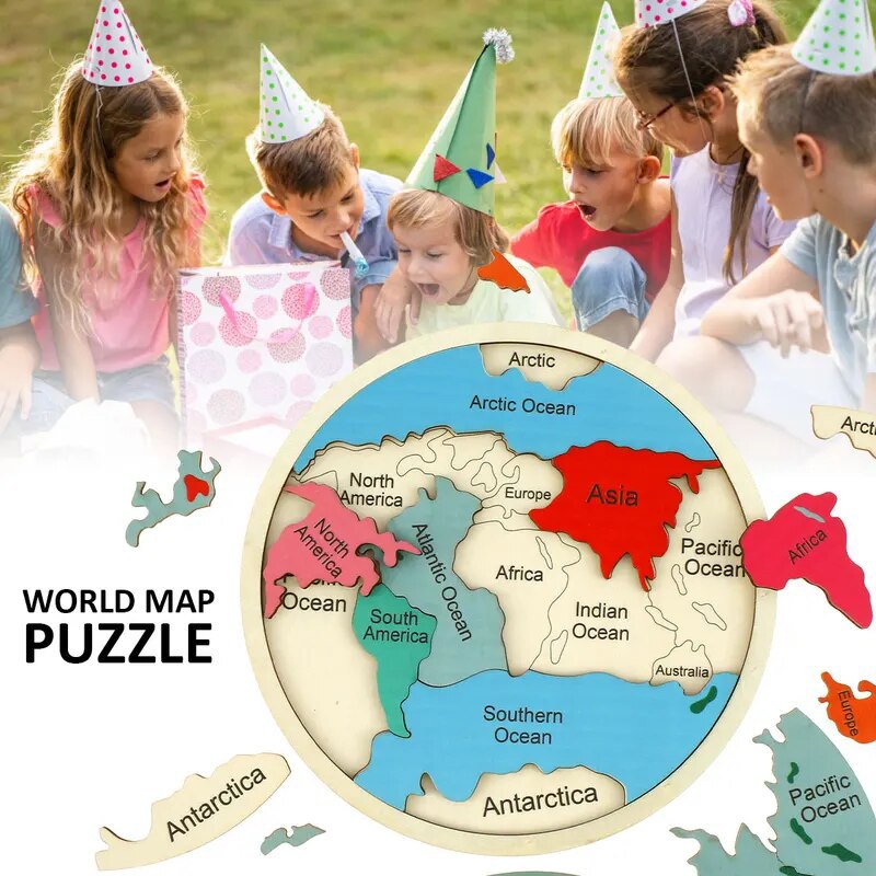 Wooden Colored World Map Puzzl - Puzzle Map World 评论和价格