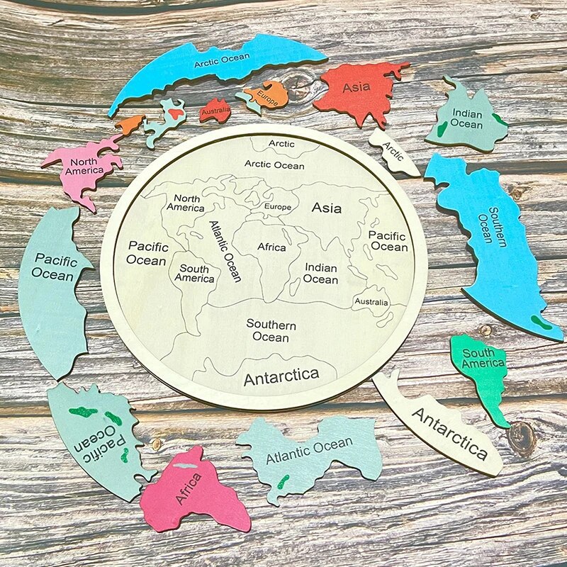 Wooden Colored World Map Puzzl - Puzzle Map World 评论和价格