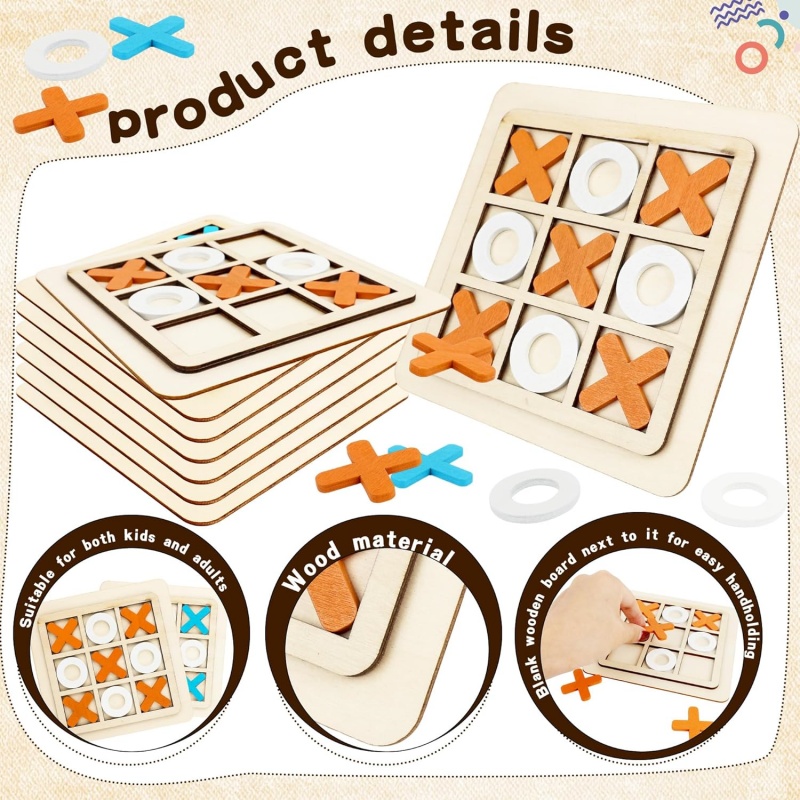 Wooden Tic Tac Toe Games Puzzl - Kids Education Template 评论和价格