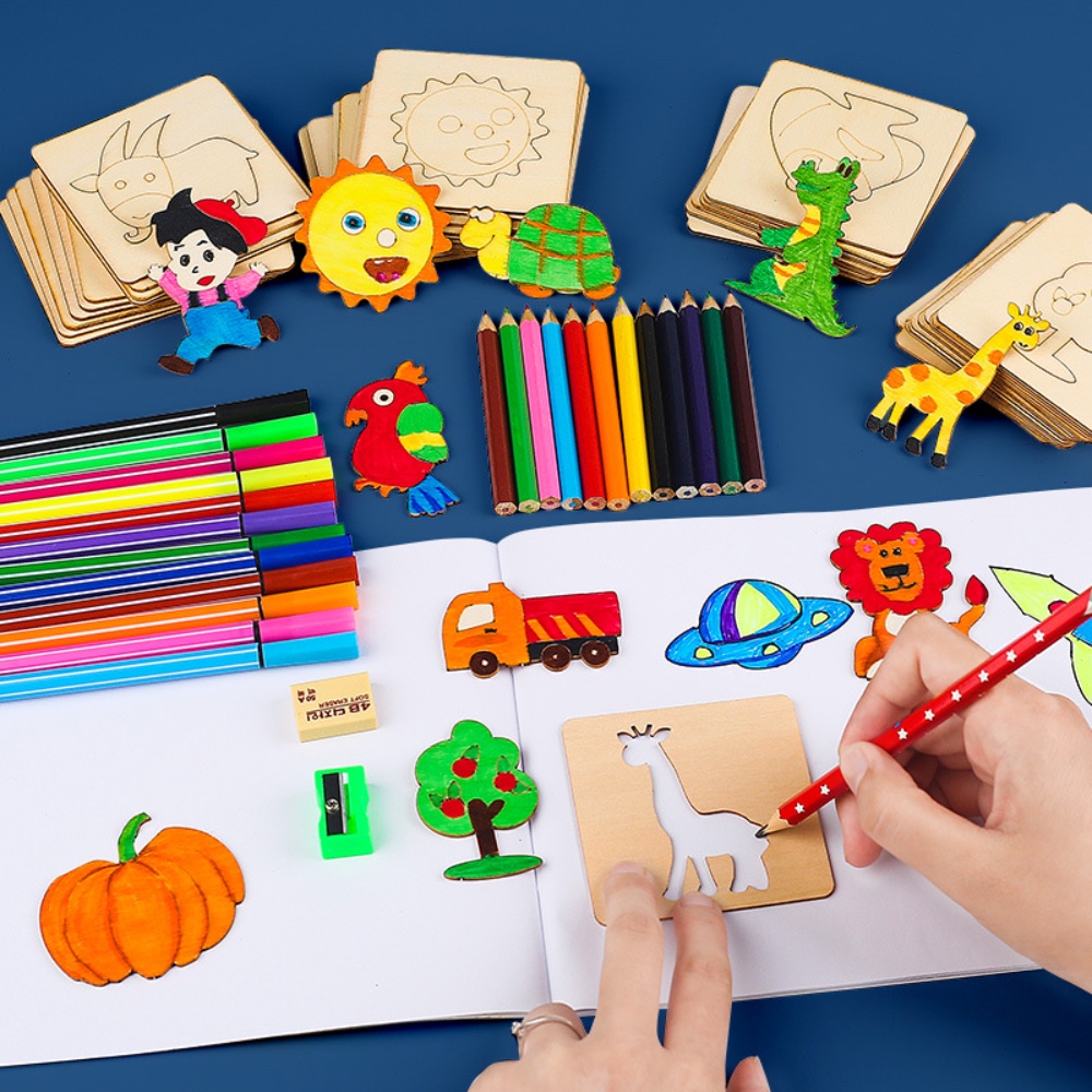 20pcs Kids Drawing Toys Wooden - Kids Education Template 评论和价格