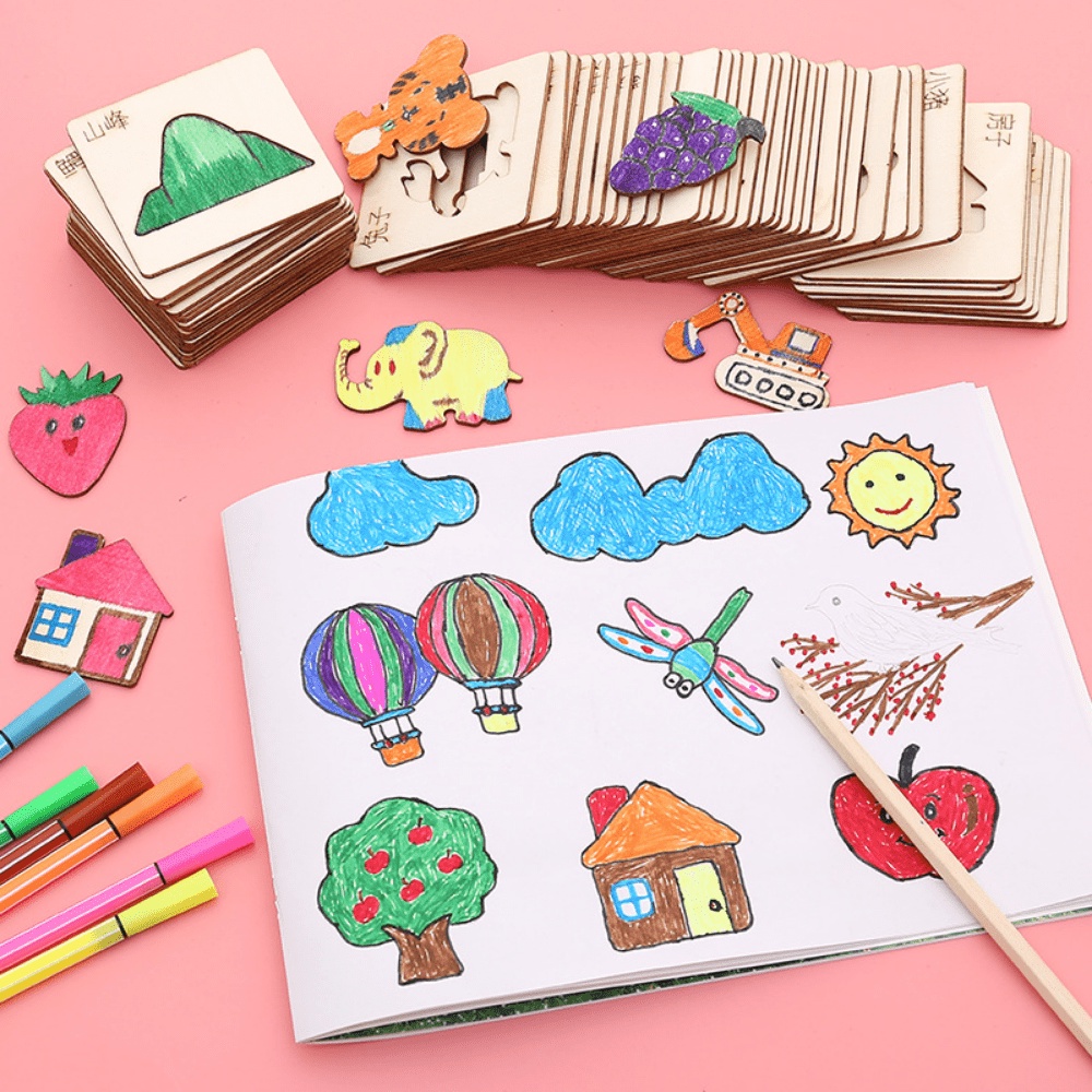 20pcs Kids Drawing Toys Wooden - Kids Education Template 评论和价格
