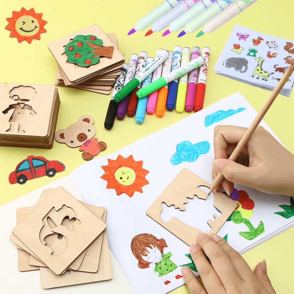 20pcs Kids Drawing Toys Wooden - Kids Education Template 评论和价格